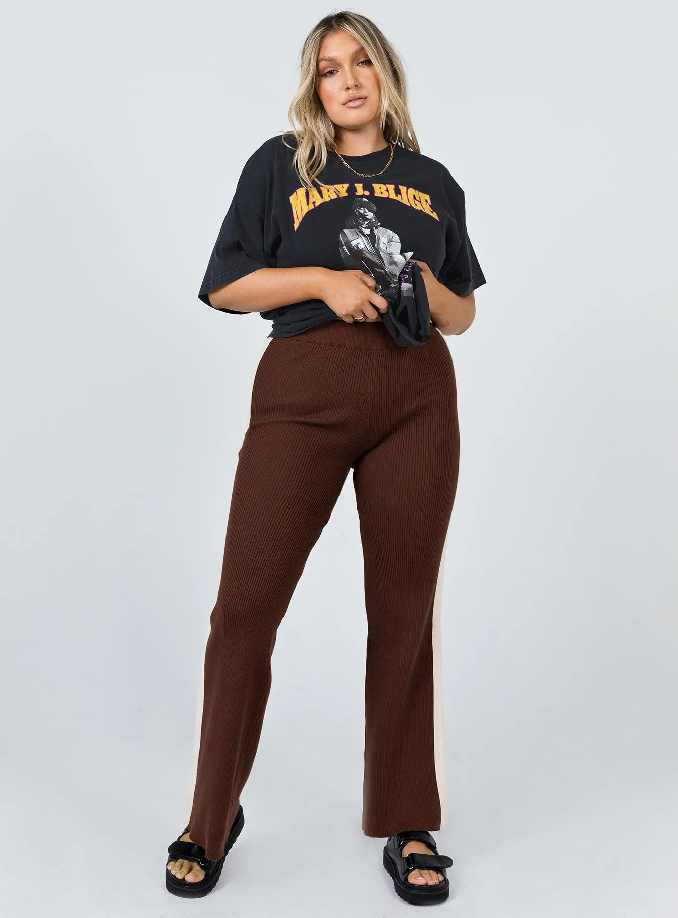 Walk Friendly Contrast Wide Leg Knit Pant