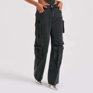 HighElasticity Women's American-style Low Waist Three-dimensional Pocket Stitching Jeans