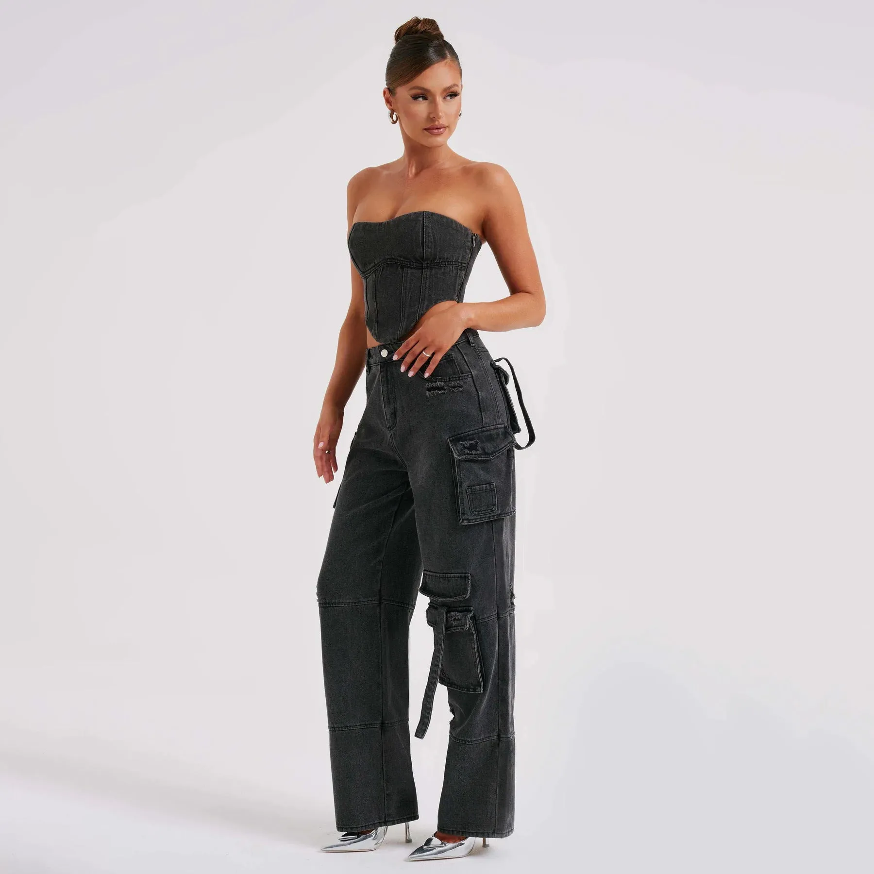 Women's American-style Low Waist Three-dimensional Pocket Stitching Jeans Smooth Edge Binding