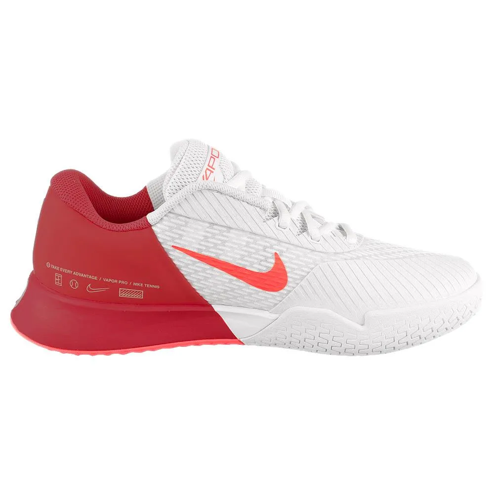 Nike Women's Air Zoom Vapor Pro 2 - White/Hot Punch Performance Multi Directional Grip