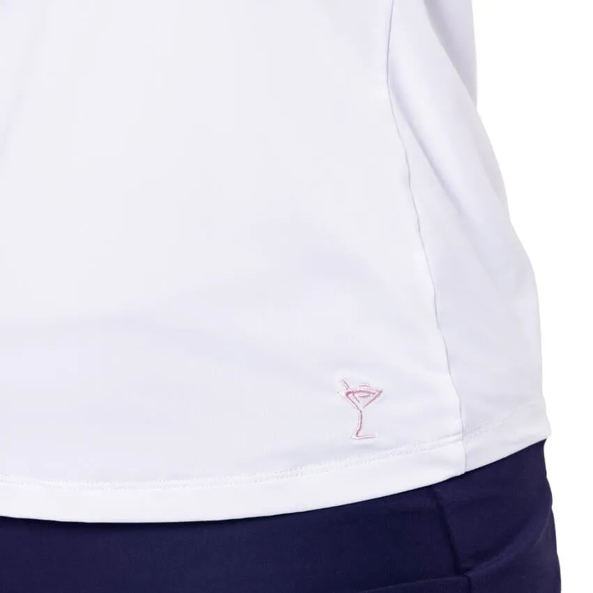 AI Core Golftini Women's Say Yes Sleeveless Golf Polo Shirt - White/Navy