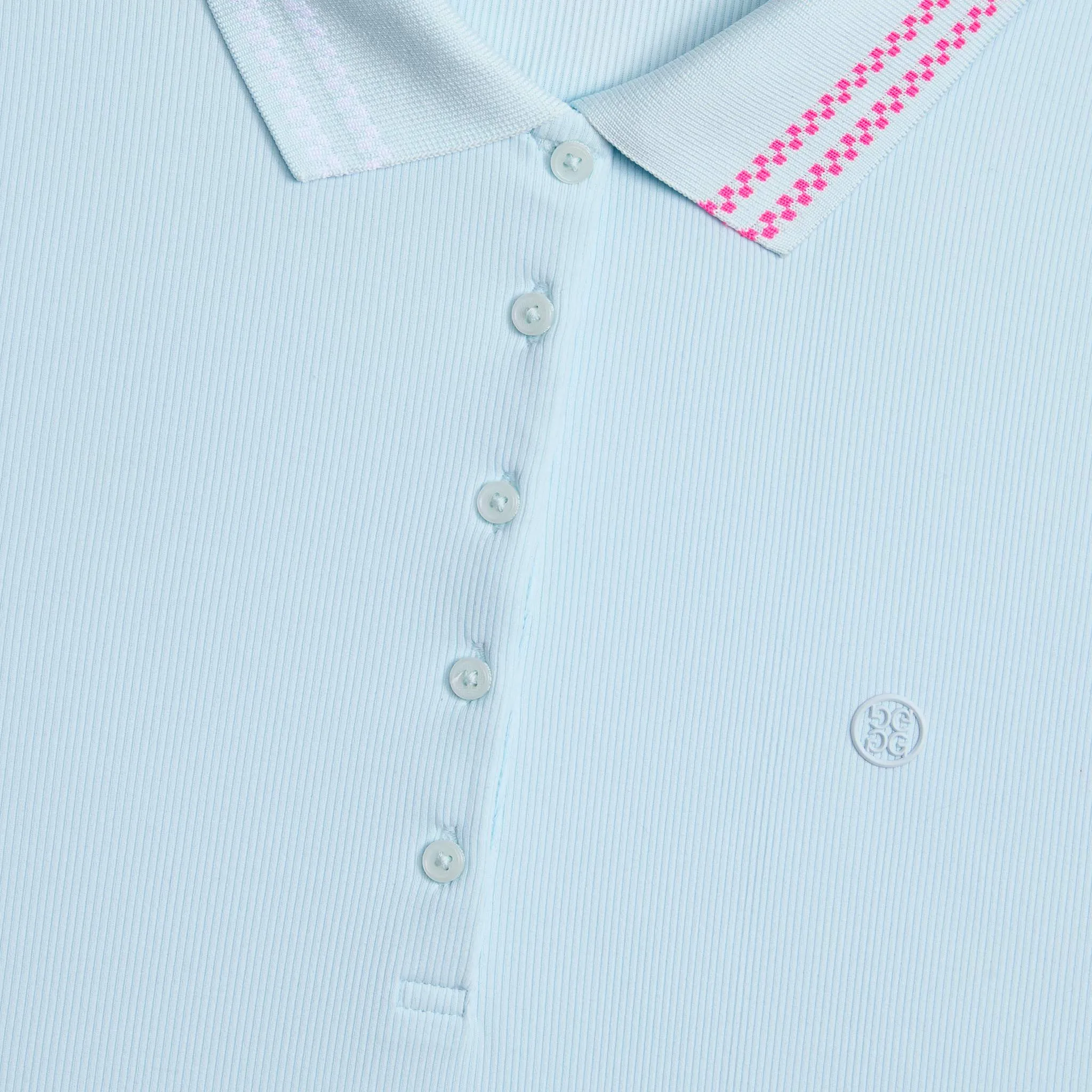 AbrasiveReinforcedZones G/Fore Women's Checkered Collar Ribbed Tech Golf Polo Shirt - Daybreak