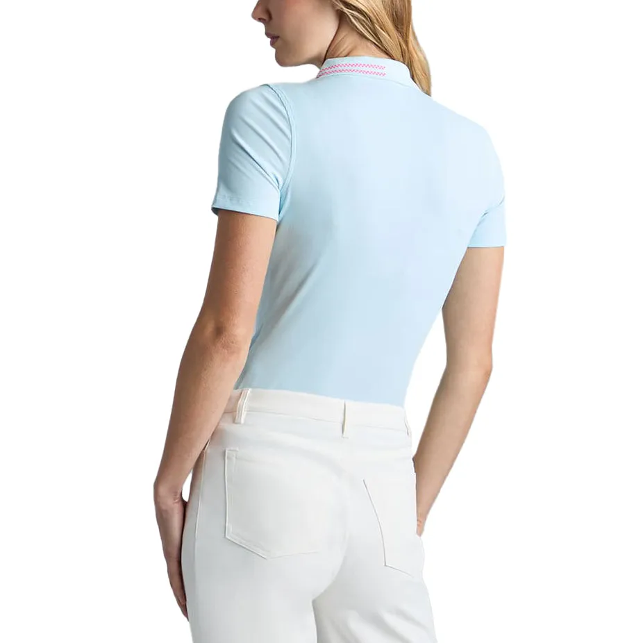 G/Fore Women's Checkered Collar Ribbed Tech Golf Polo Shirt - Daybreak Daywear Style