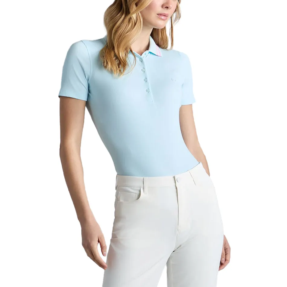 Street Style Star Mood G/Fore Women's Checkered Collar Ribbed Tech Golf Polo Shirt - Daybreak