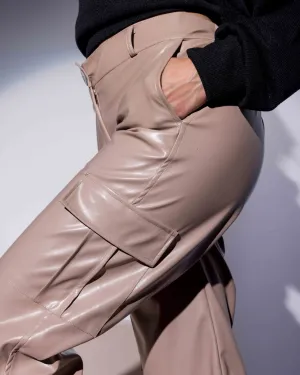 HighDurabilityClothing AntiPilling Fabric Wide leg pockets pants - Biege