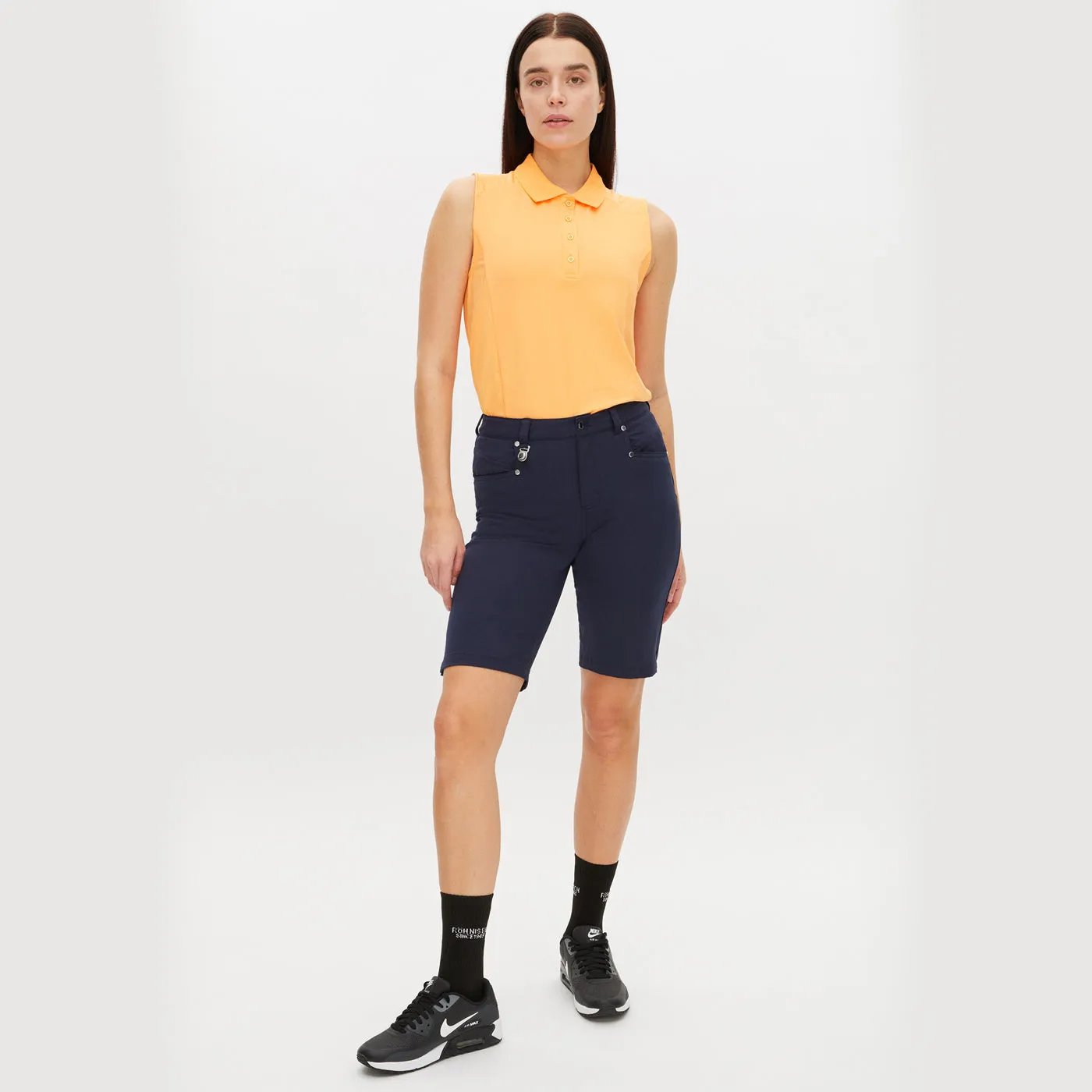 Rohnisch Women's Rumie Sleeveless Golf Polo Shirt - Blazing Orange AntiStatic Cloth