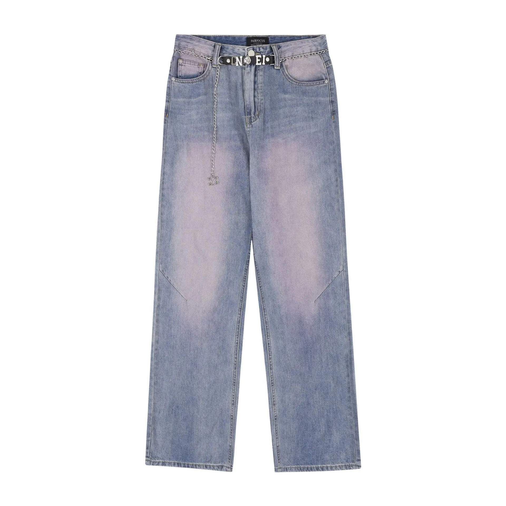 American-style Distressed Heavy Industry Straight Casual Jeans Flexible Material Stylish Protection
