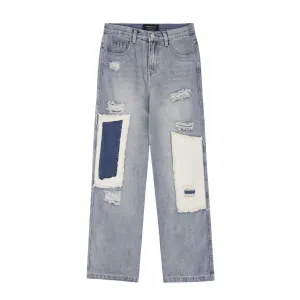 City Casual Warm Layers American-style Distressed Heavy Industry Straight Casual Jeans