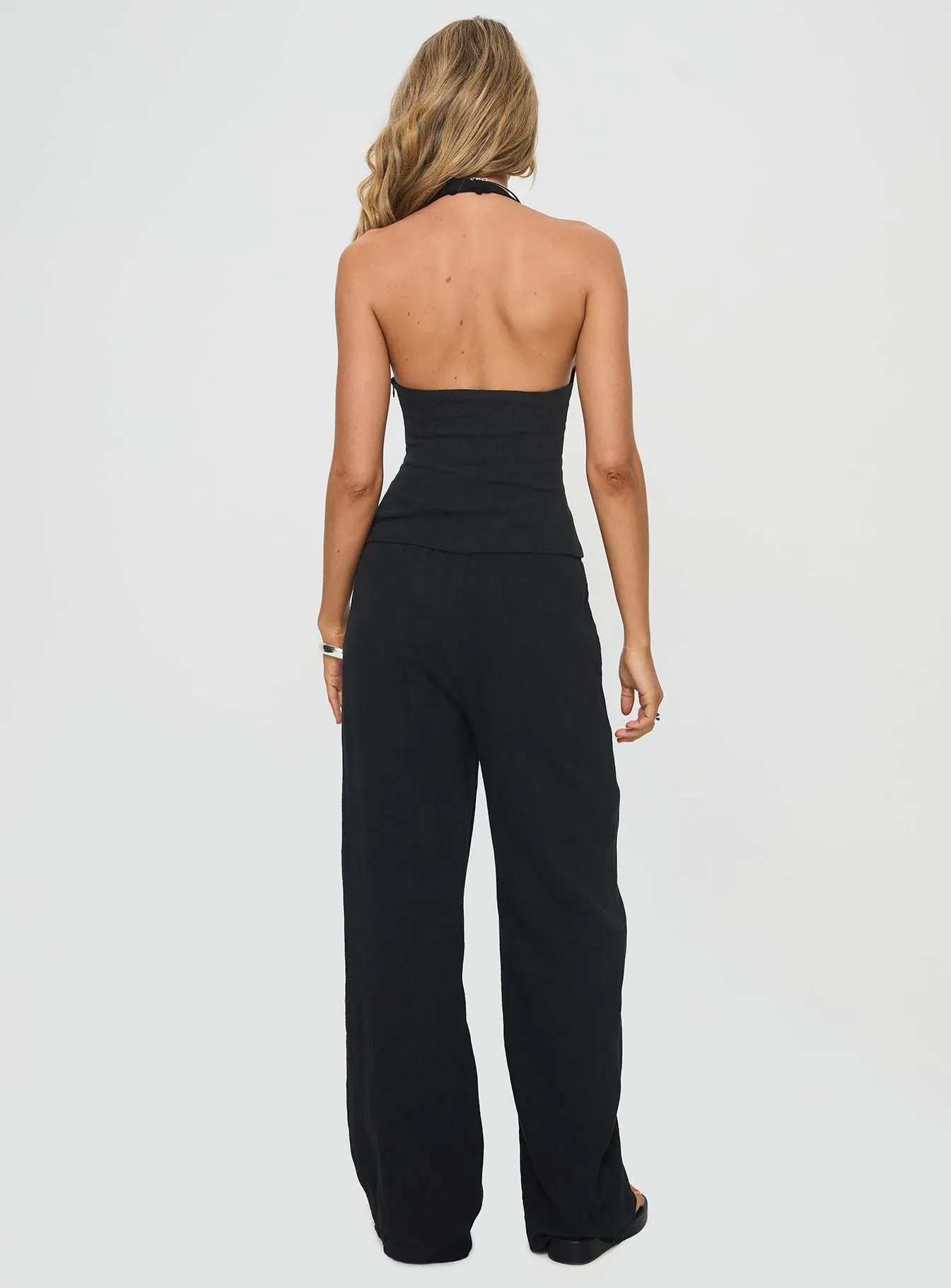 Felipe Linen Blend Pants Black Versatile Fashion Active Utility
