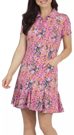 Soft Appeal Fall Go New Ibkul Short Sleeve Godet Marissa Dress Size S Pink/Orange MSP$128