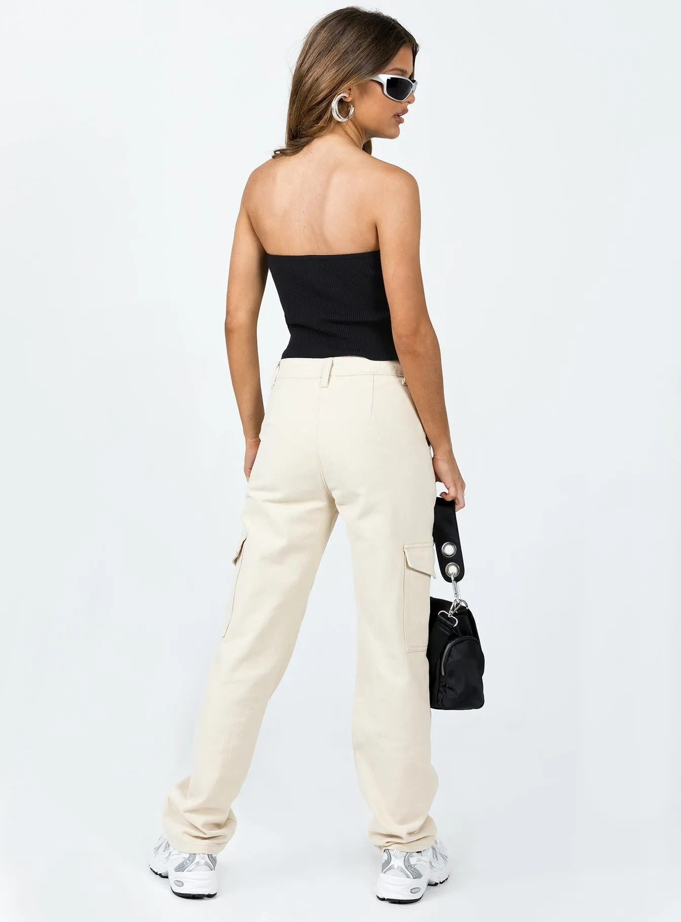 Courtside Cargo Pants Beige Flexible Ankle Cuffs