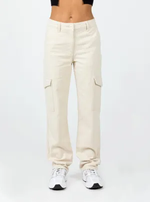 Courtside Cargo Pants Beige Decorative stitching Anti Static Finish