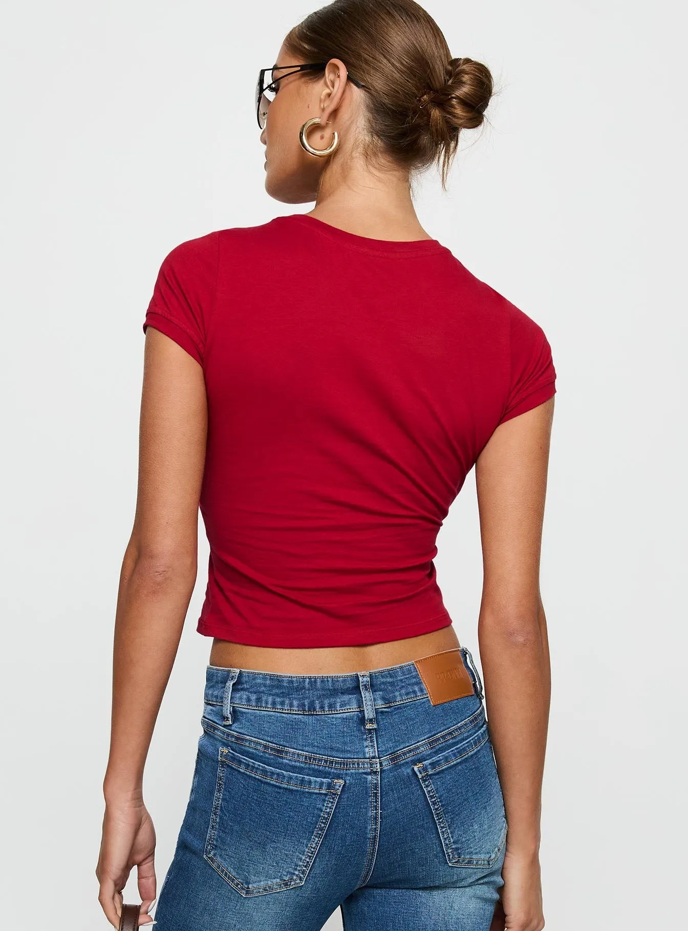 Sutin Tee Red Relaxing Day Layered Look Wear