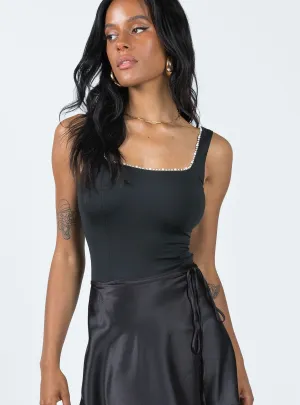 formal bodysuit jumpsuit bodysuit Dayrell Pearl Trim Bodysuit Black