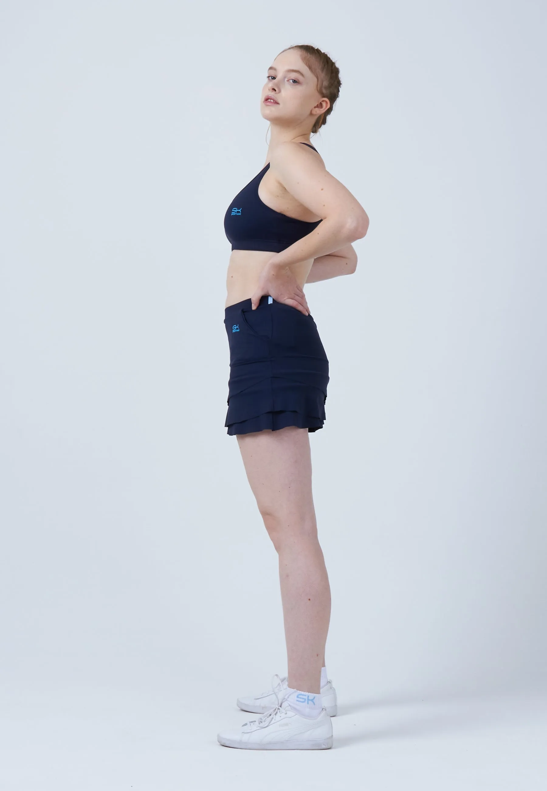 Polished Touch Vibrant color Tulip Tennis Skort with pockets, navy blue