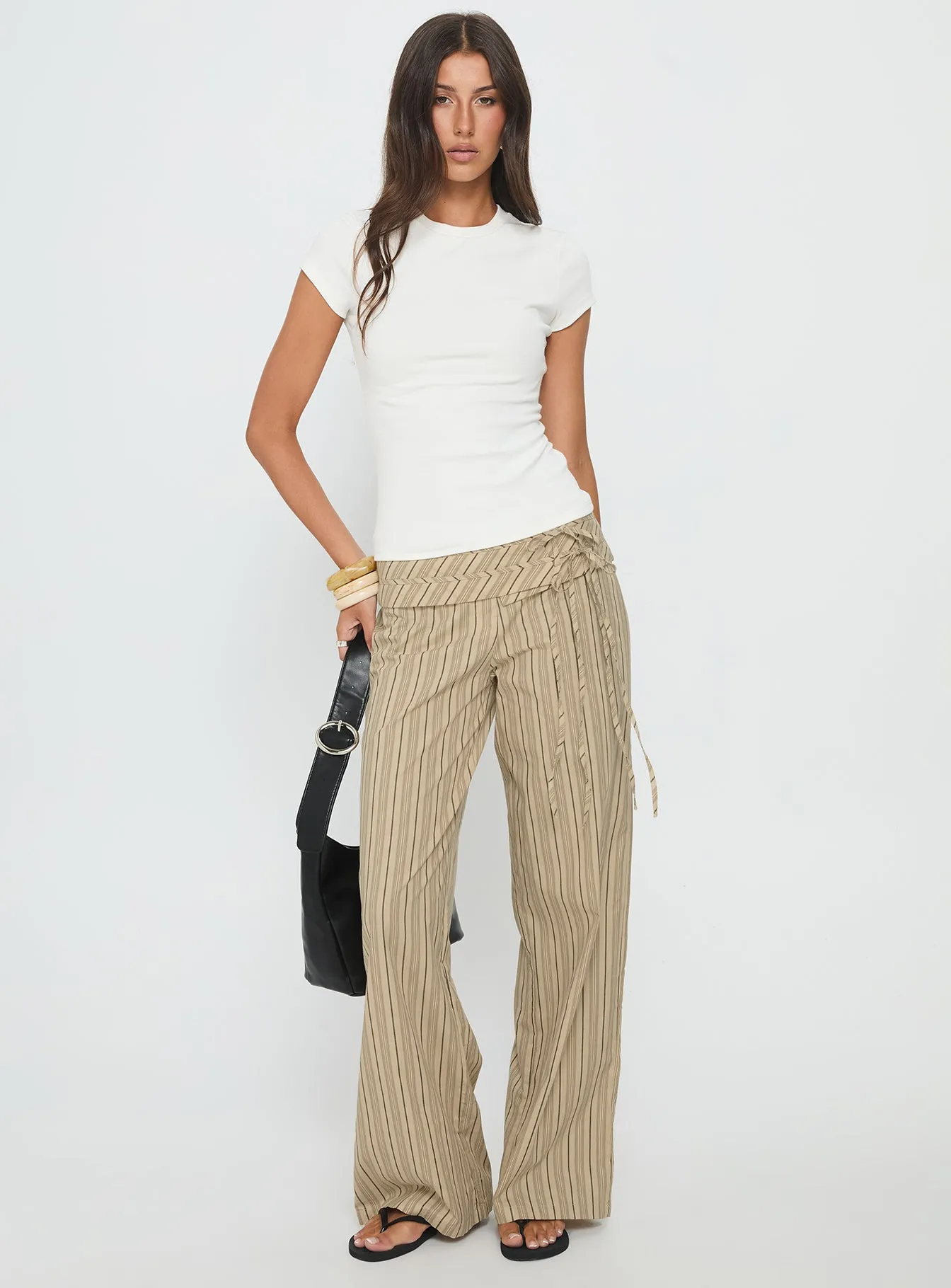 elastic waistband Travel Essential Baseline Longline Rib Top White