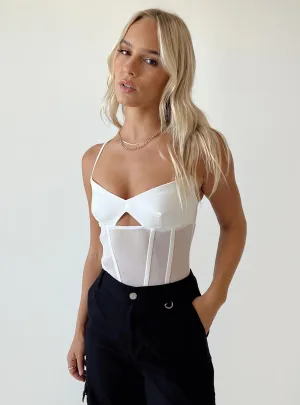 Reynton Bodysuit White cozy bodysuit clubwear bodysuit