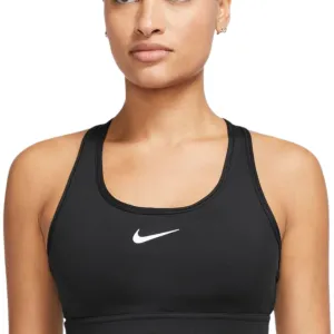 Nike Swoosh Medium Support Women's Padded Sports Bra - White/Stone Mauve/Black Stretch stitching Easy Comfort
