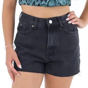 Women's Solid Denim Short,Black Beach-Ready Look Retroreflective Accents