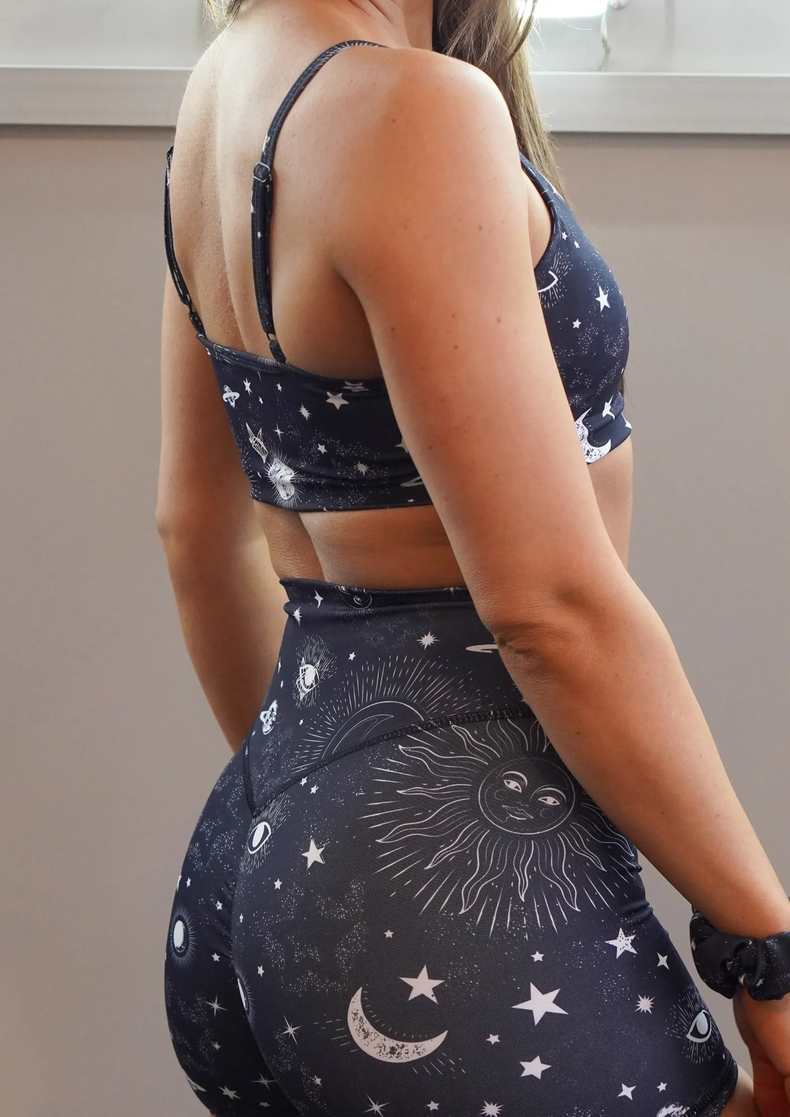 Celestial Midnight Adjustable Straps Sports Bra Secure Material