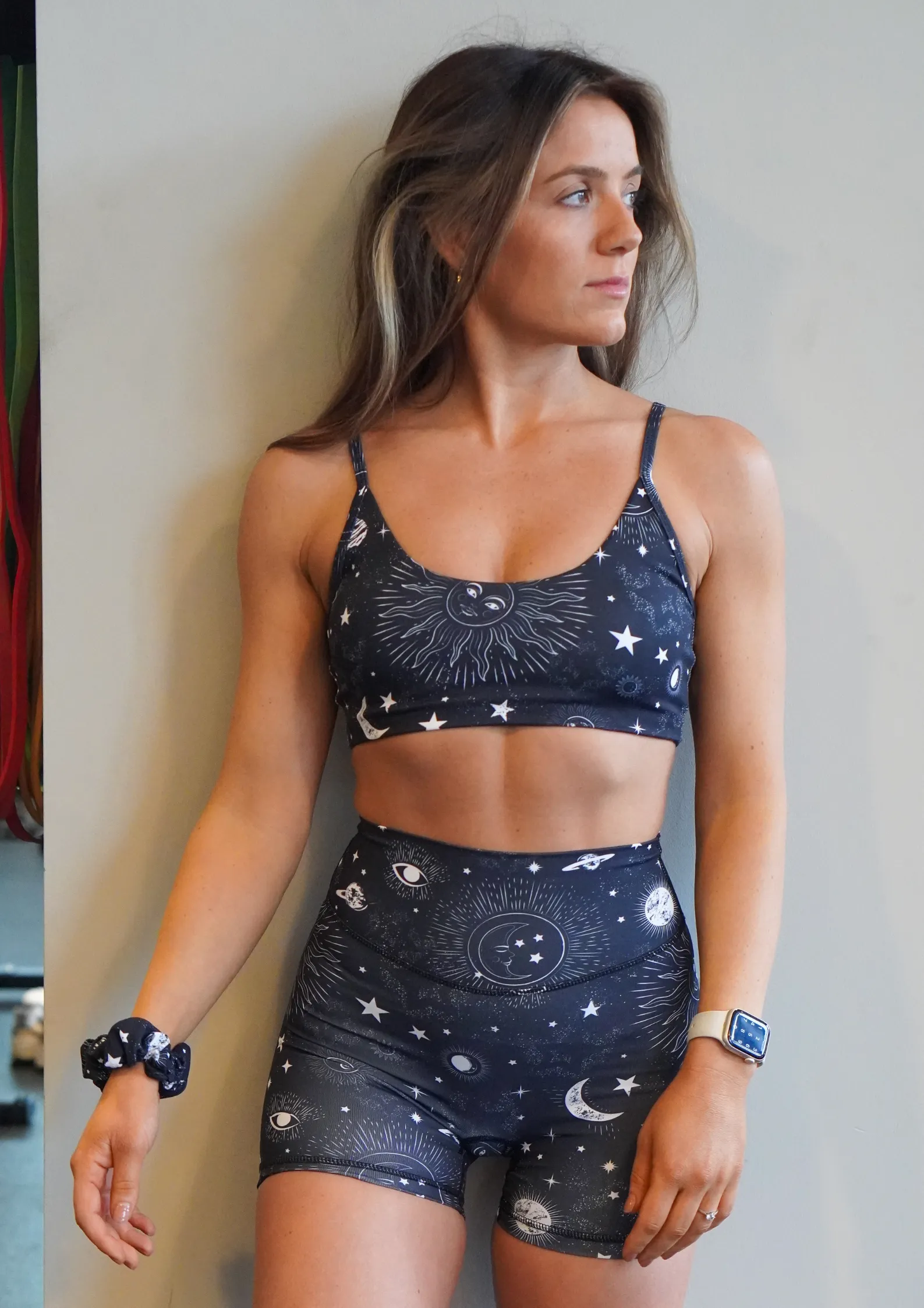 Celestial Midnight Adjustable Straps Sports Bra Fashion activewear Seam-Free Construction