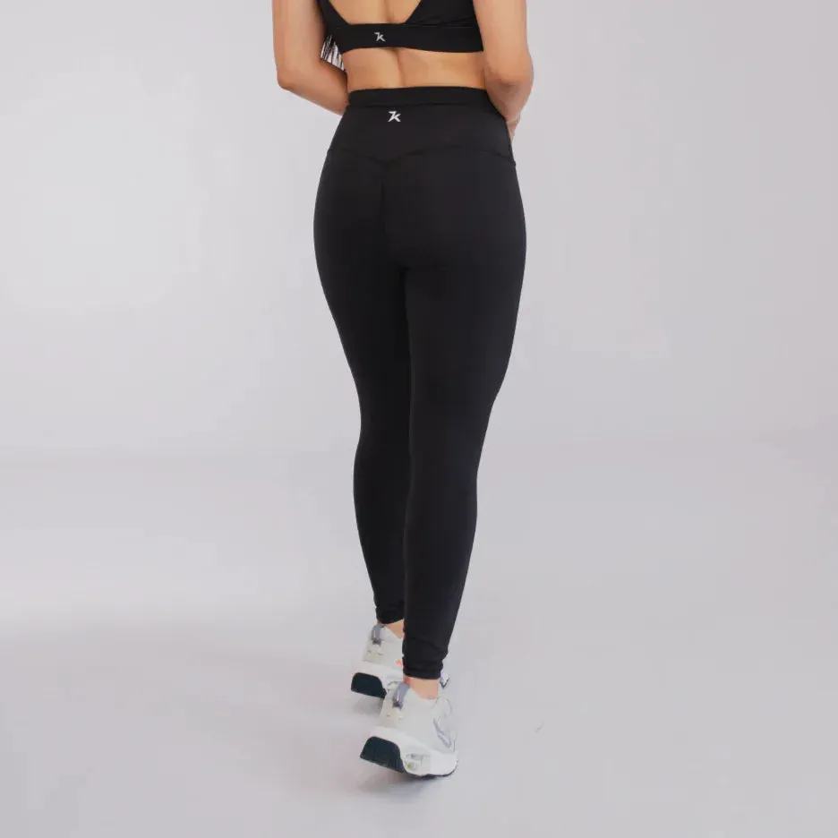 Legging deportivo para mujer con pretina alta negro Relaxed Design
