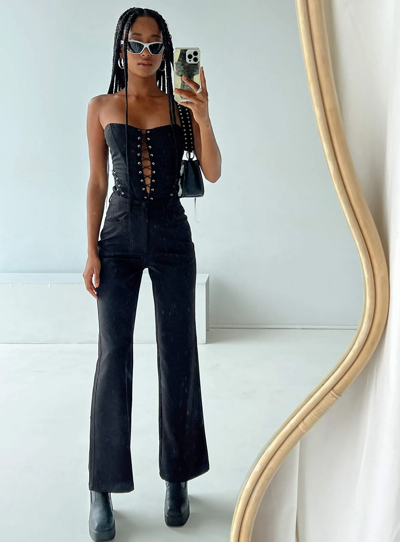 Lulu Pants Black Blackout fabric Easy Fit
