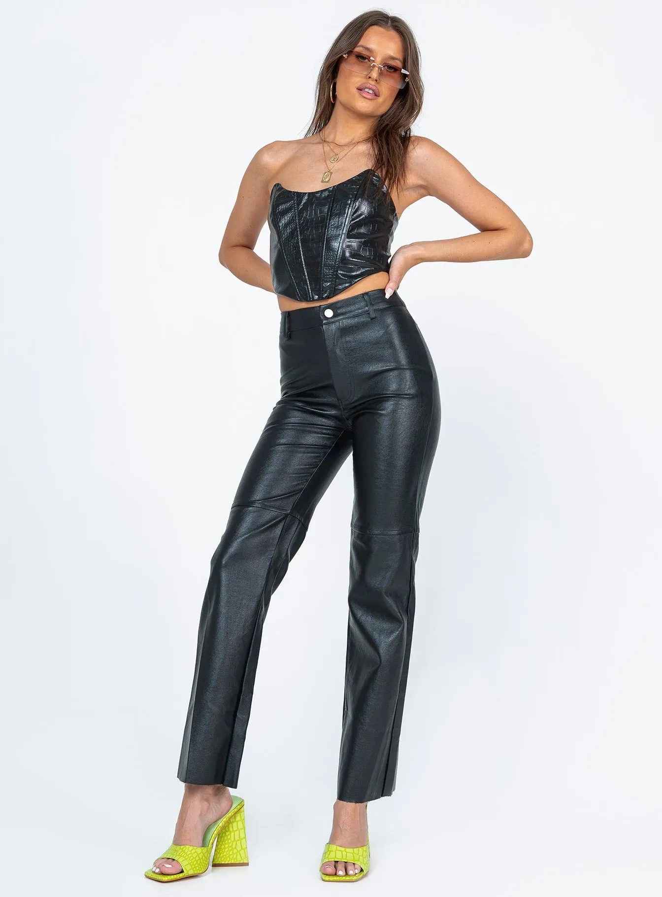Macey Pants Black Corduroy texture