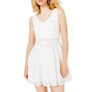 Women's Circle Lace Fit & Flare Dress,White Stylish Cut Motion Light
