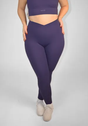 Slim Fit Home Lounge V-Leggings - Dark Violet