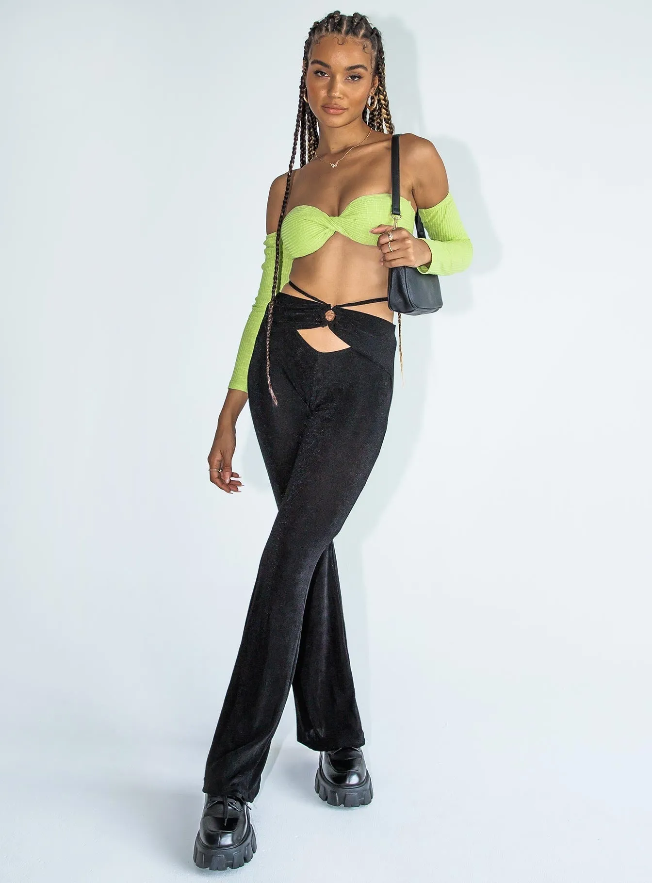 Loriella Flare Pants Black Slim Waist