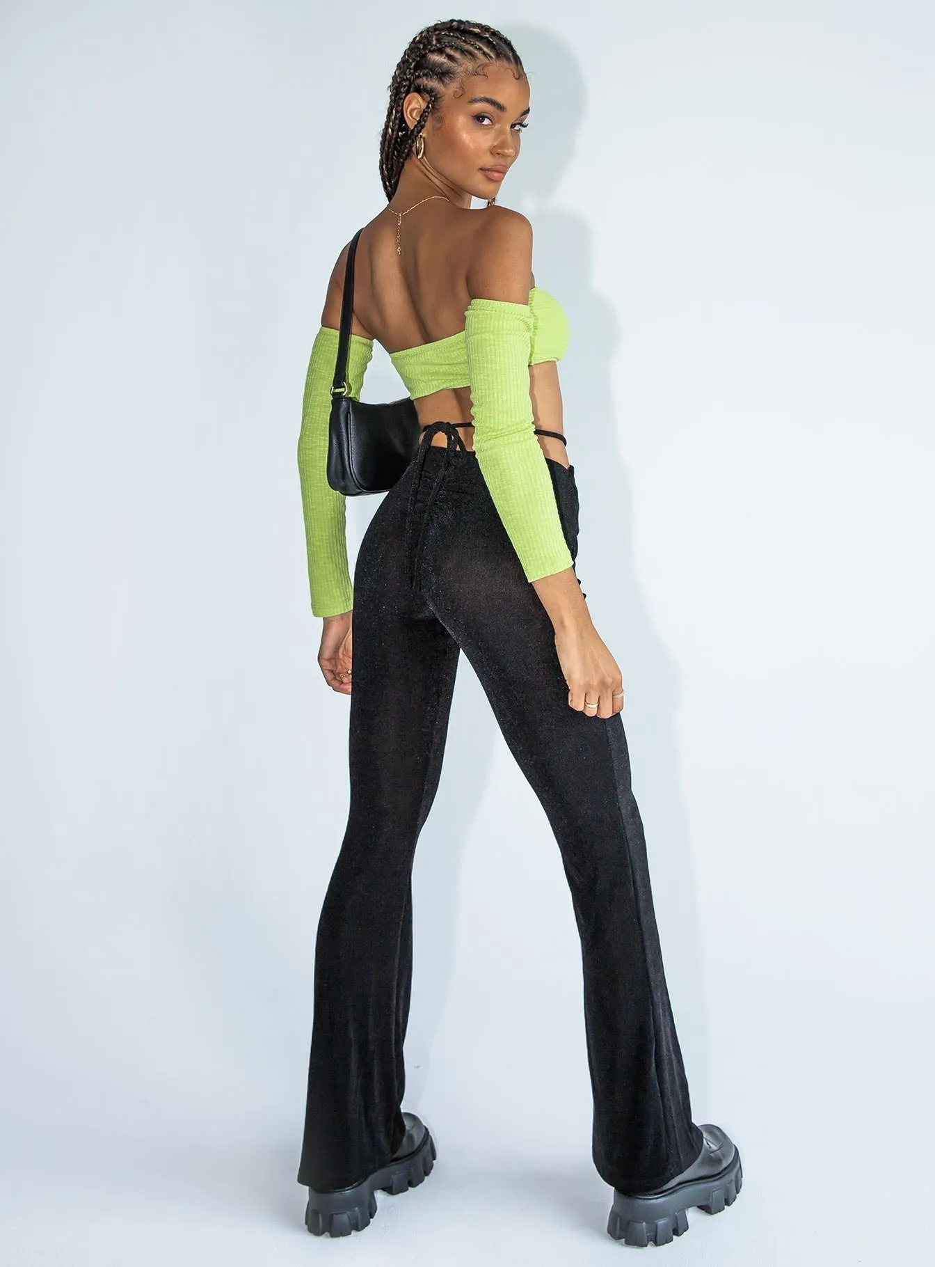 Loriella Flare Pants Black Everyday Must-have Recyclable Fabric Blend