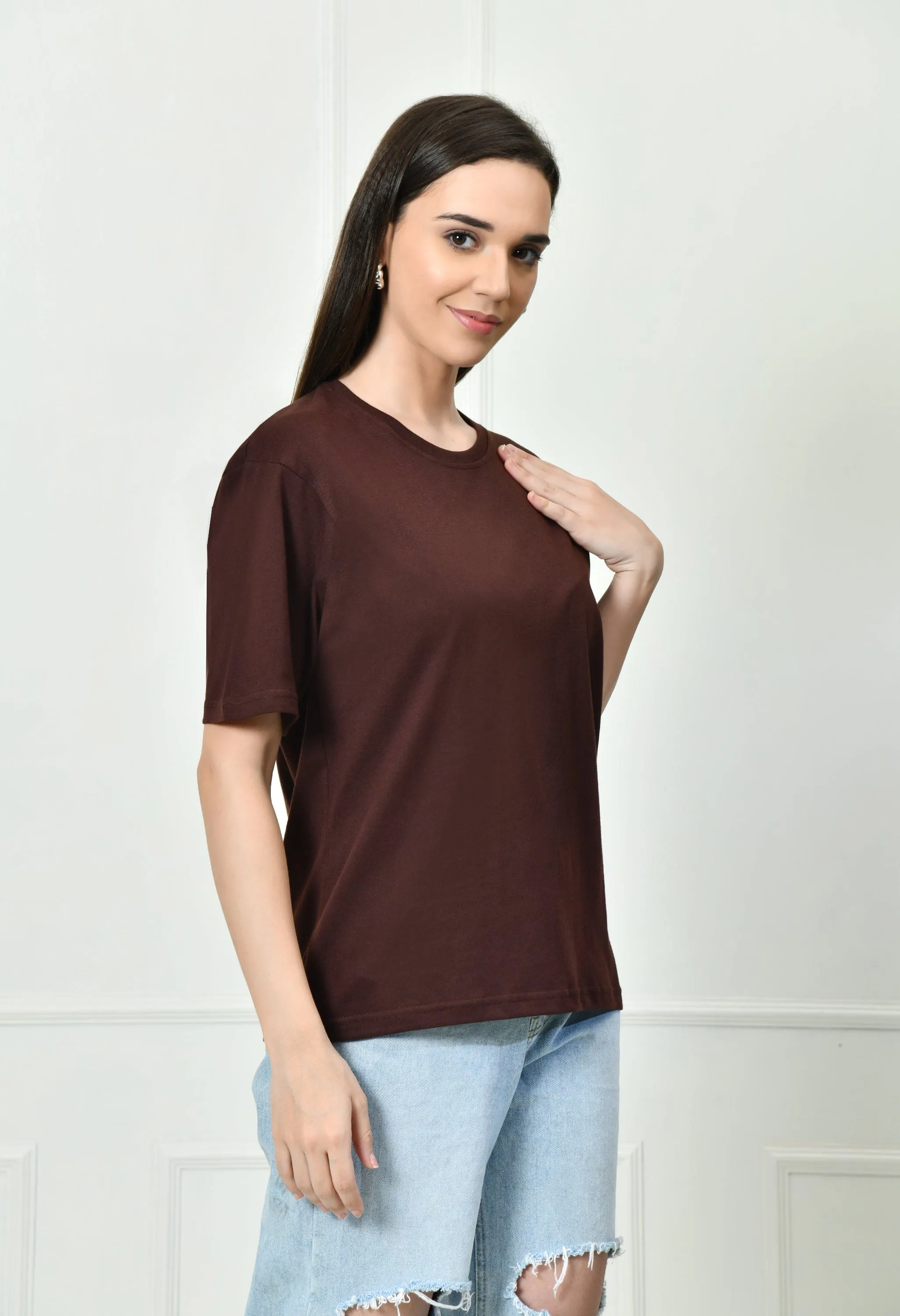 Timeless 100% Cotton Solid T-shirt - Coffee Slim Fit Comfort