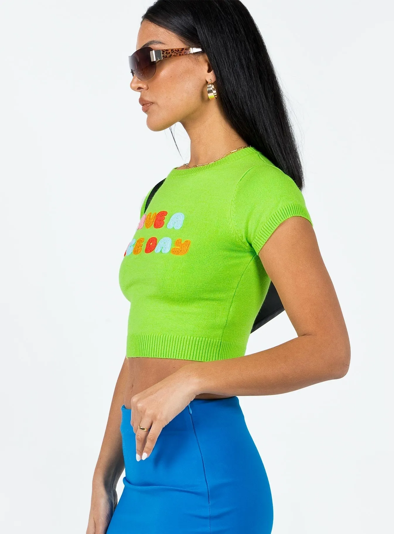 Have a Nice Day Knit Tee Green Soft & Smooth Tagless Comfort