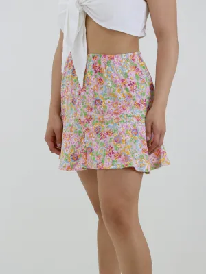 Artisan Print Laser cut Women's Floral Printed Mini Skirt,Multi