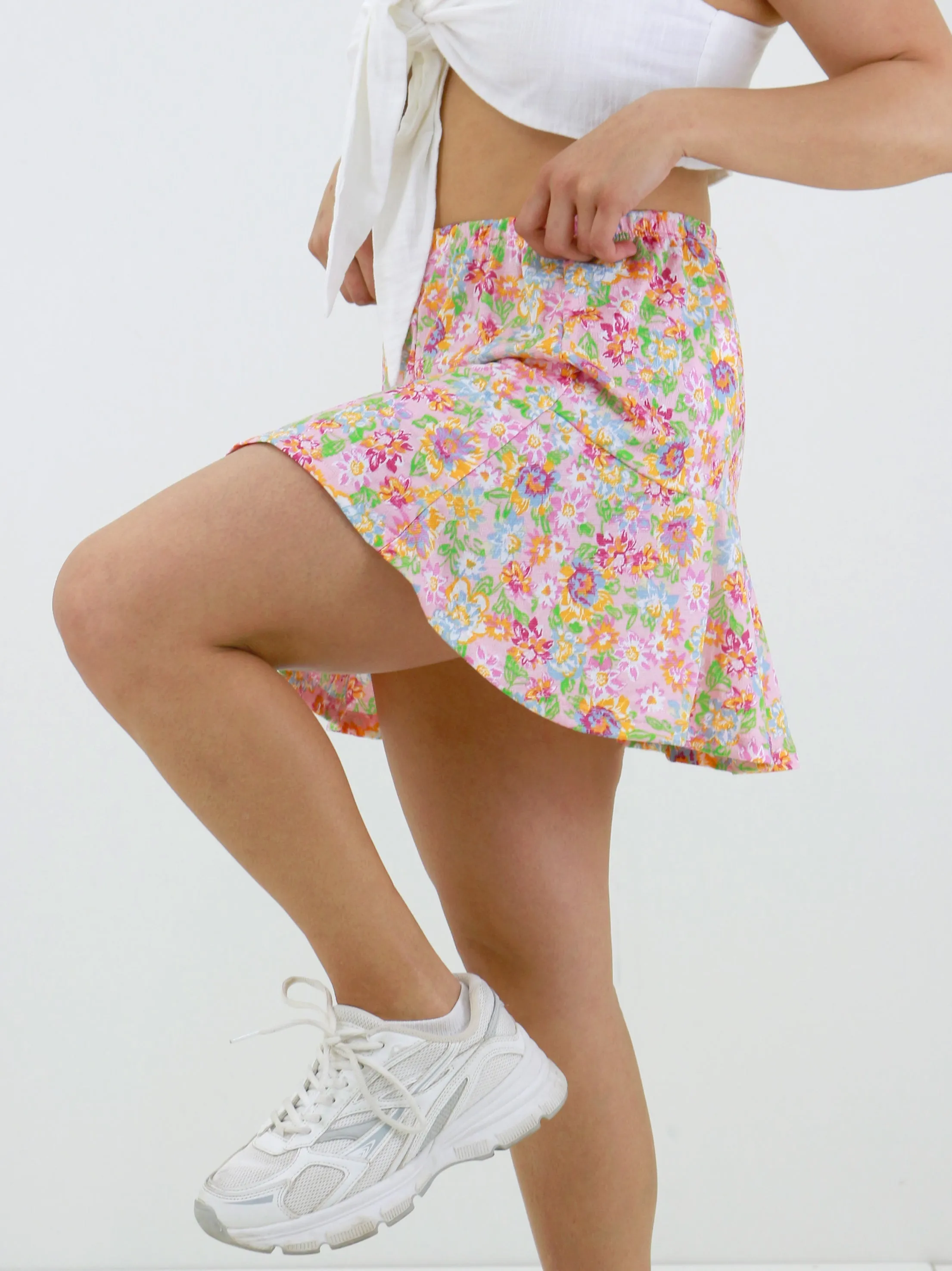 Women's Floral Printed Mini Skirt,Multi Chic Tones