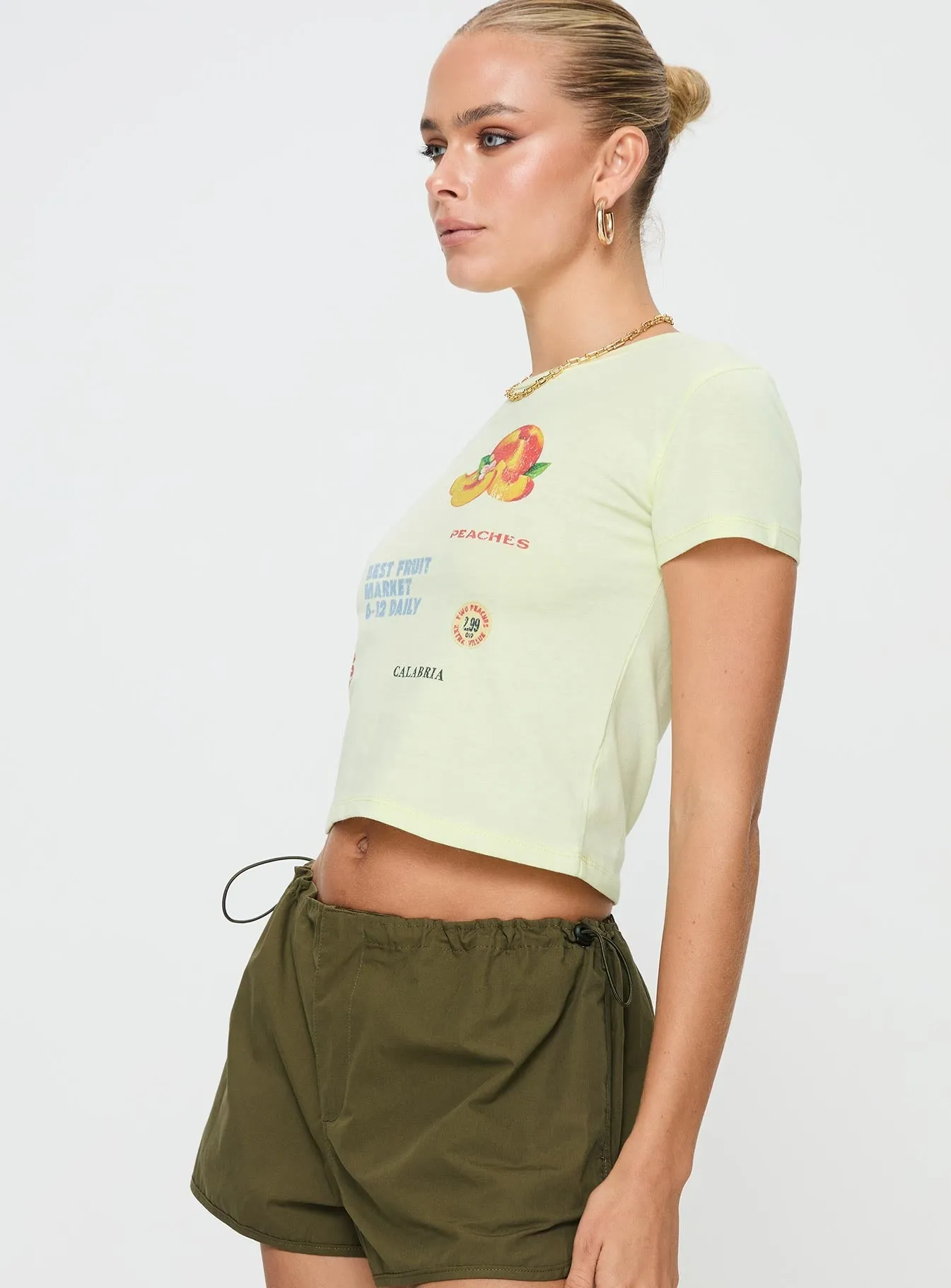 Fruit Market Tee Yellow Teenager fashion LayeredSleeveConstruction