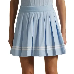 Flow Look Sophisticated Casual RLX Ralph Lauren Women's 4-Way Stretch Pleated Golf Skort - Cold Spring/Ceramic White