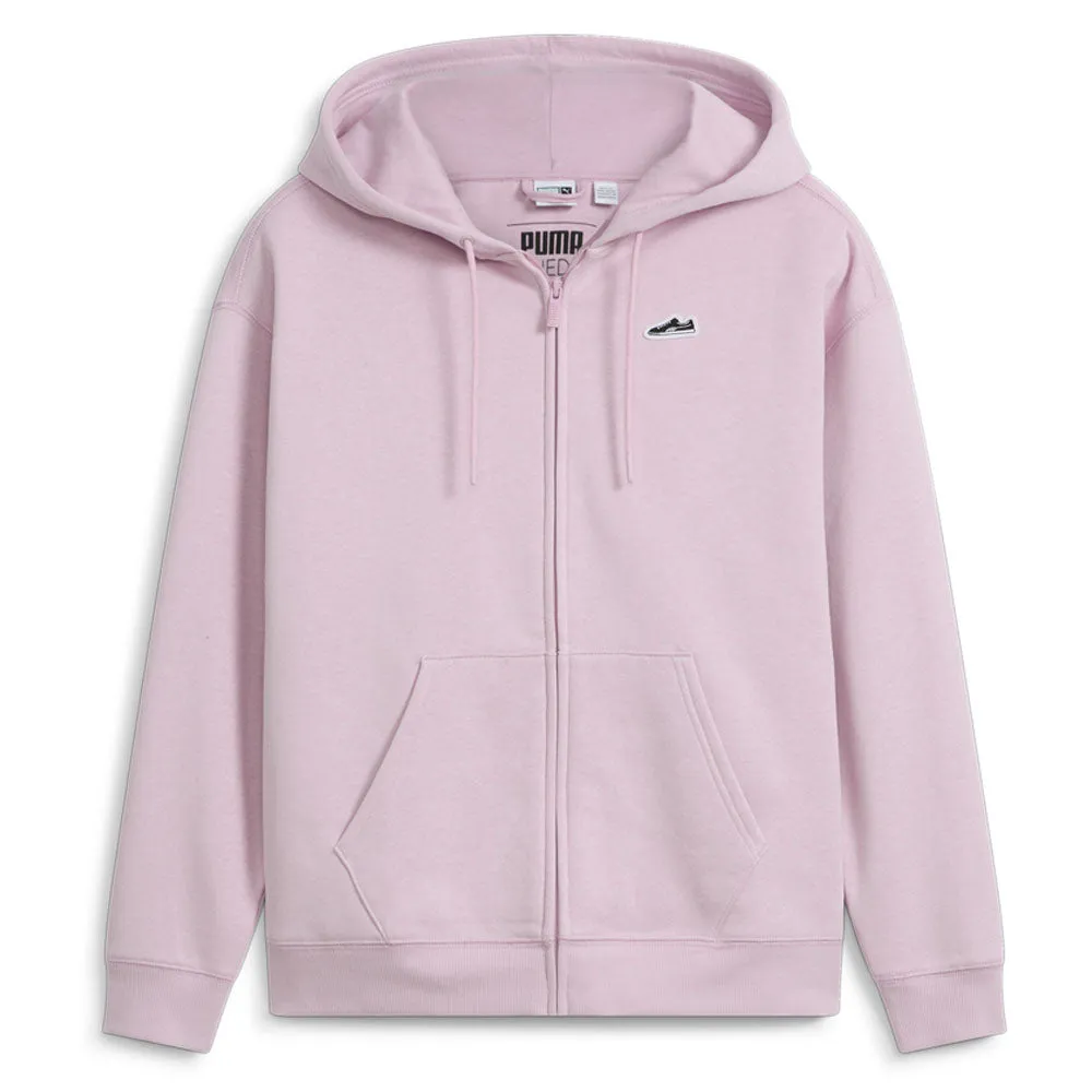 Patchwork Suede Logo Full Zip Hoodie