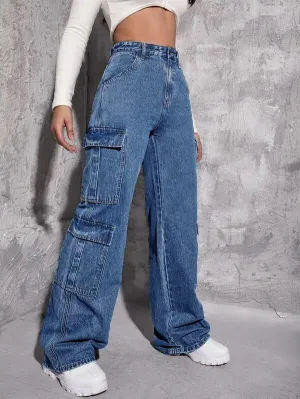 Women's Multi-bag Jeans Loose High Waist Trendy sneakers