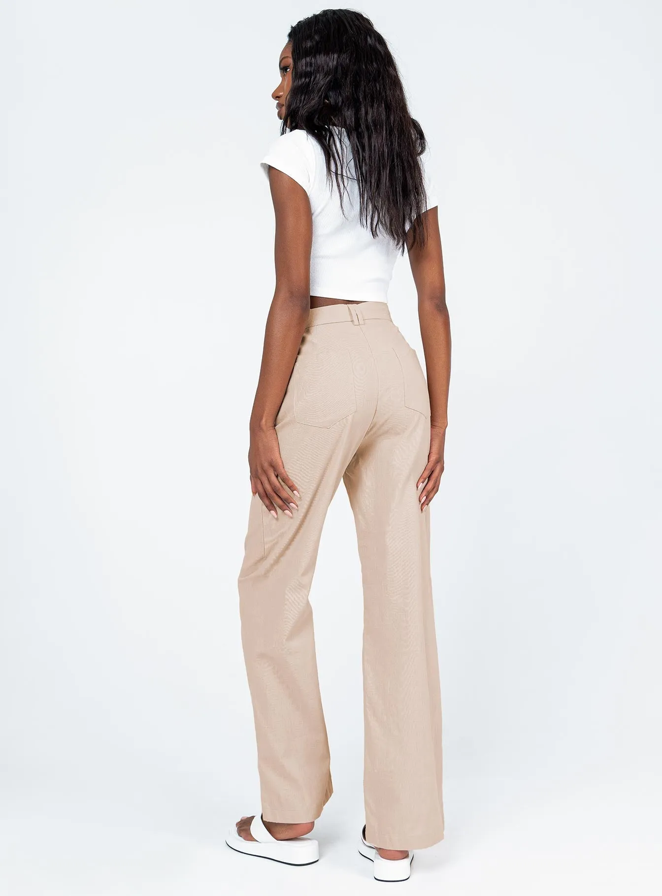 Lelo Linen Pants Beige Metallic accents