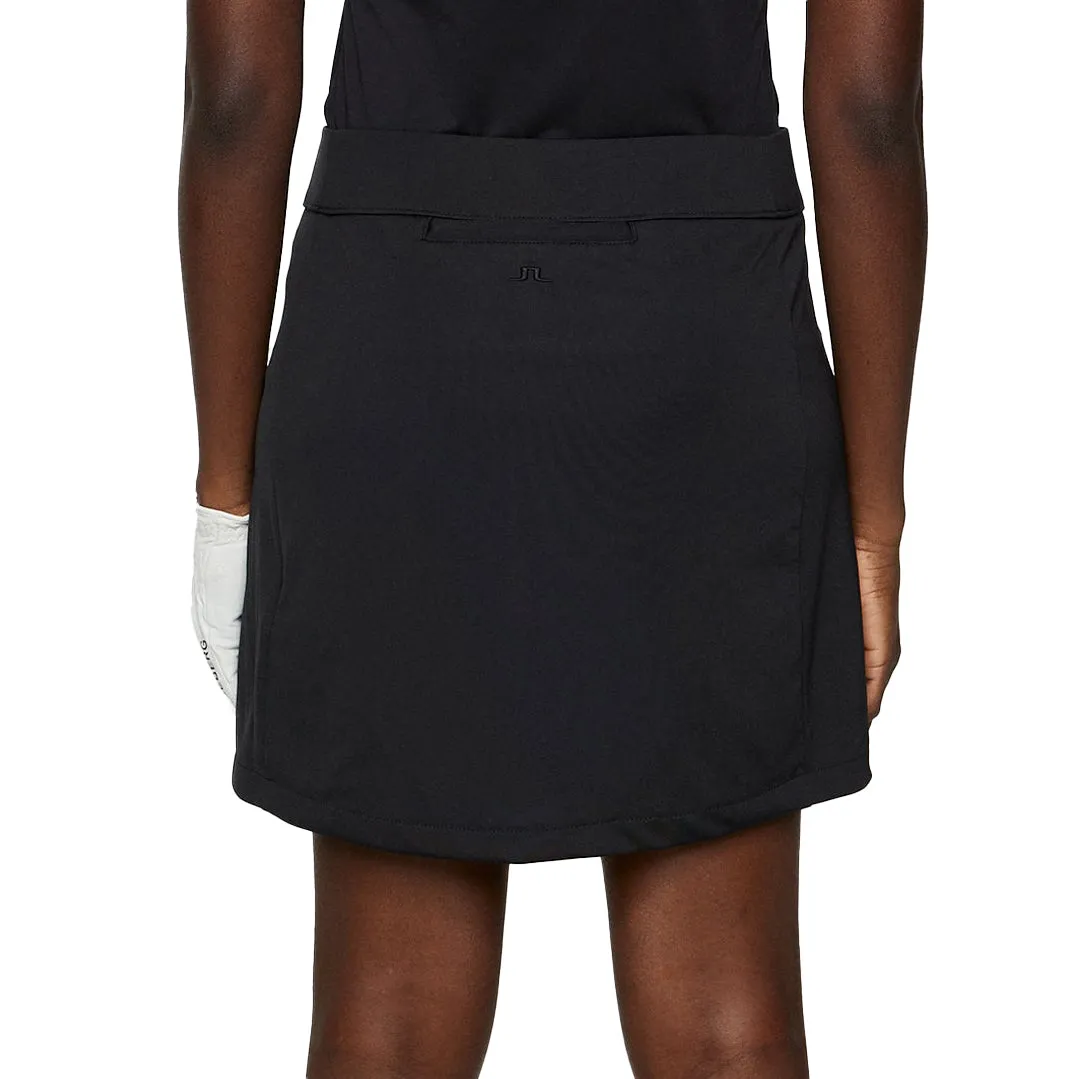 J.Lindeberg Women's Amelie Mid Golf Skirt - Black Low Rise Elegant Look