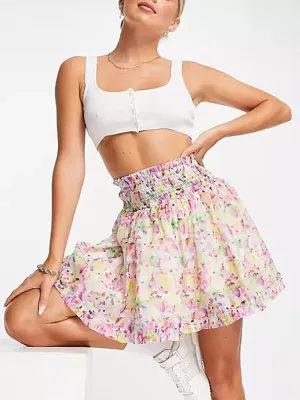 Heat Dissipating Fabric Ethically Made Women's Floral Printed Mini Skirt,Multi