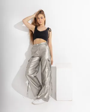 Spark Glow Classic Hoodie Silver Leather Cargo Pants
