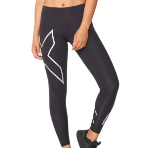 2XU Womens Core Compression Tights - Black/Silver Compression Support Evening Walk Lightweight Material City Walk