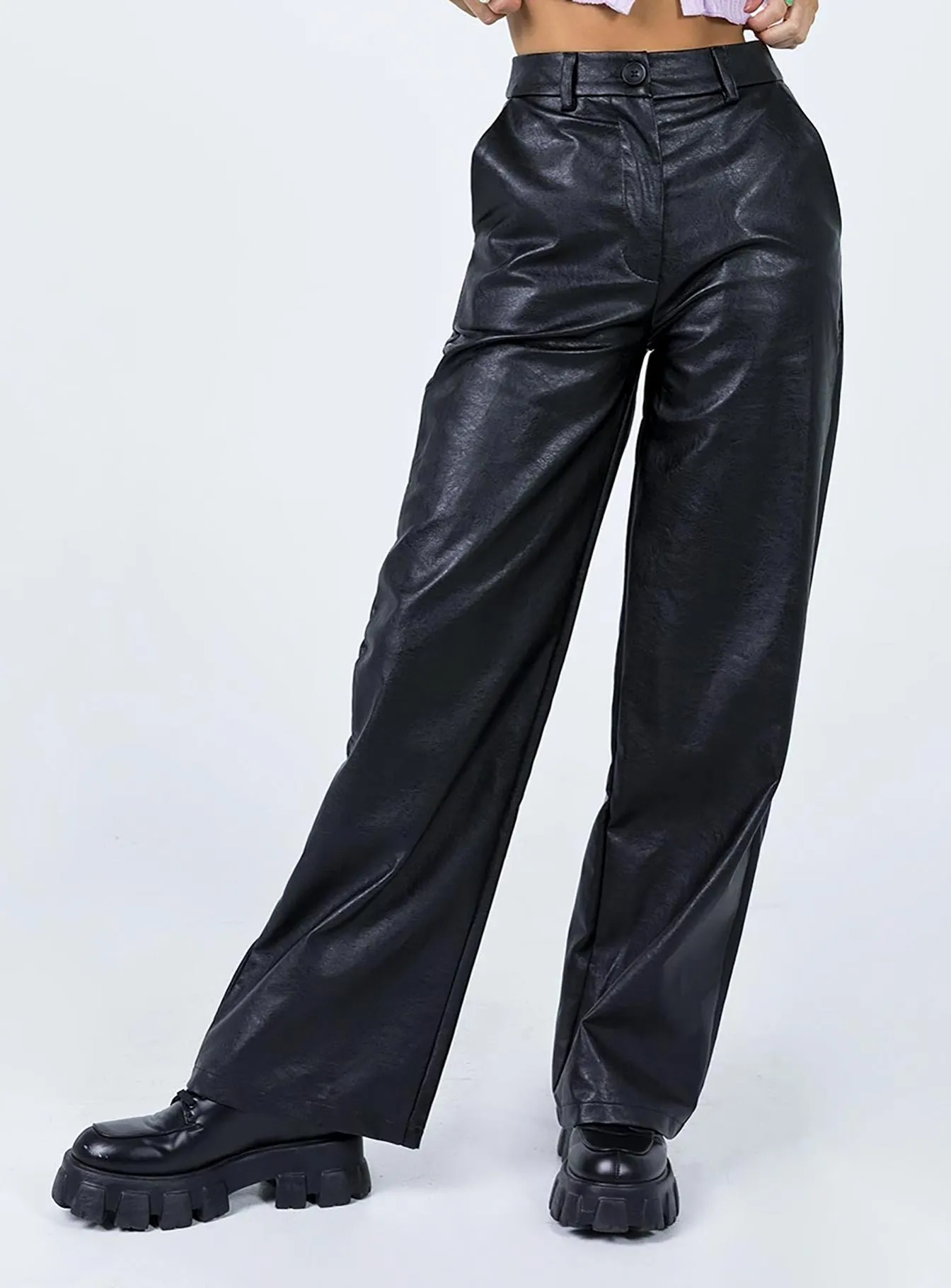 All Day Wear Comfort Jessie PU Pants Black