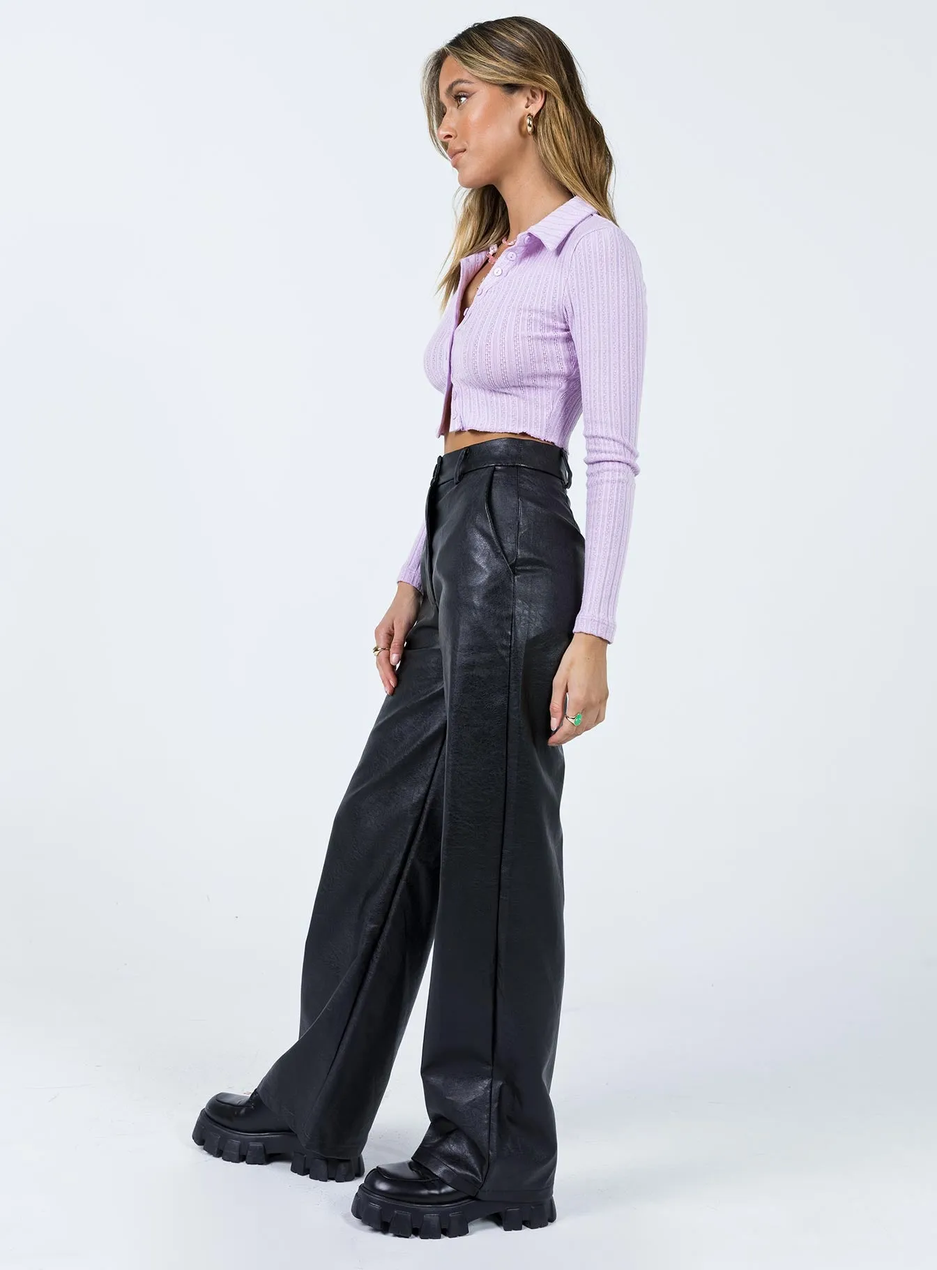 Stretch Fit Jessie PU Pants Black