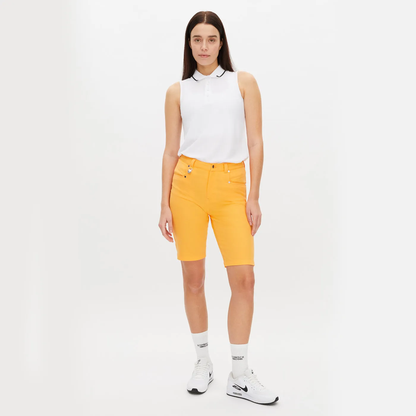 Rohnisch Women's Chie Bermuda Golf Shorts - Blazing Orange CompactKnit Day Glow