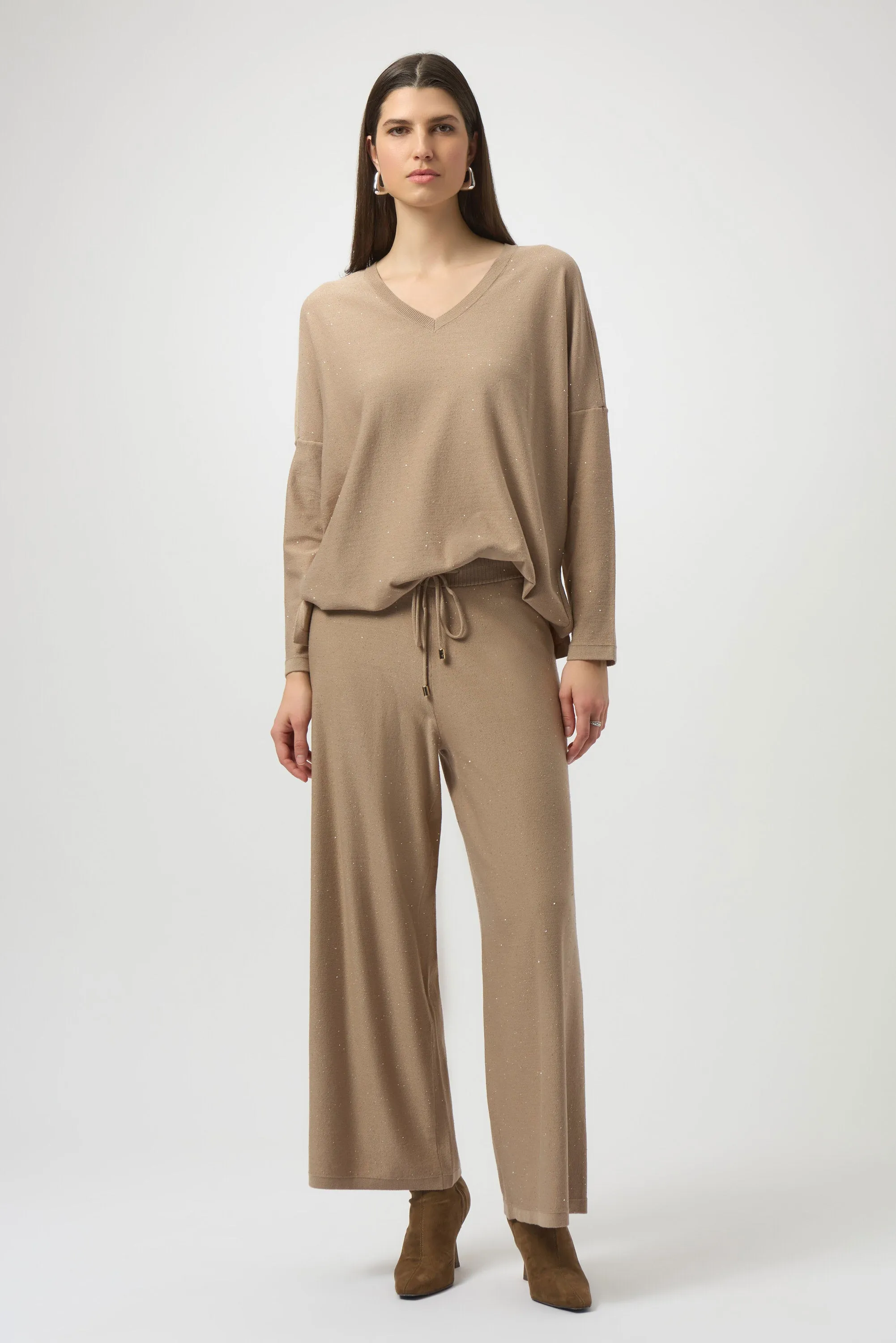 JOSEPH RIBKOFF SEQUINED CULOTTE PANTS - CHAMPAGNE CompactPackableDesign