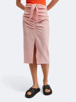 Women's Plaid Tie Up Split Detail Midi Skirts,Rose Refined Mood